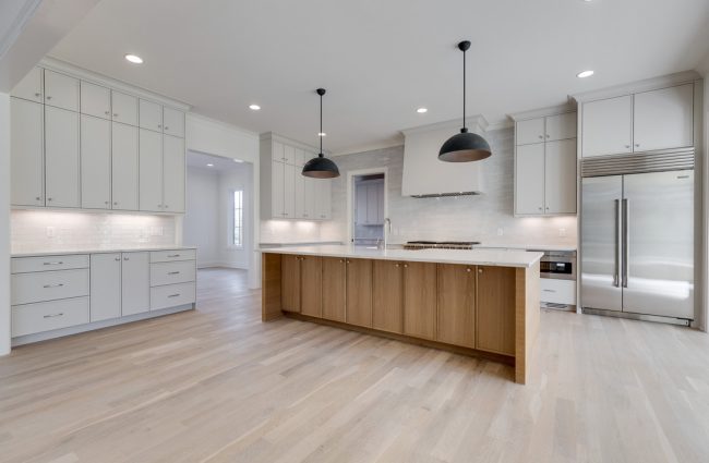 White Kitchen with Stained Island White Kitchen with Stained Island