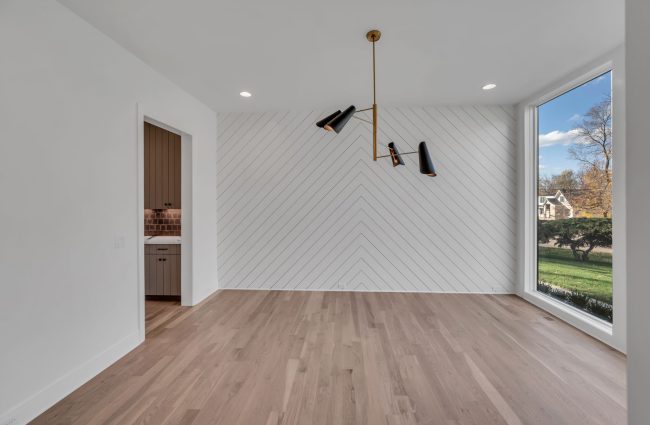 Dining Room with Chevron Wall Trim by Christina Morris Dining Room with Chevron Wall Trim