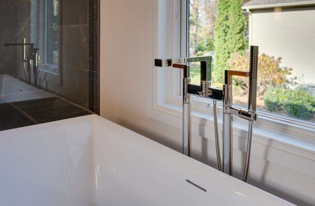 4032 General Bate Nashville, TN Primary Bath Tub Detail by Christina Morris Design | Home built by McKenzie Construction, Tub & Plumbing fixtures from Ferguson Enterprises, Tile from GIO Tile Distributers