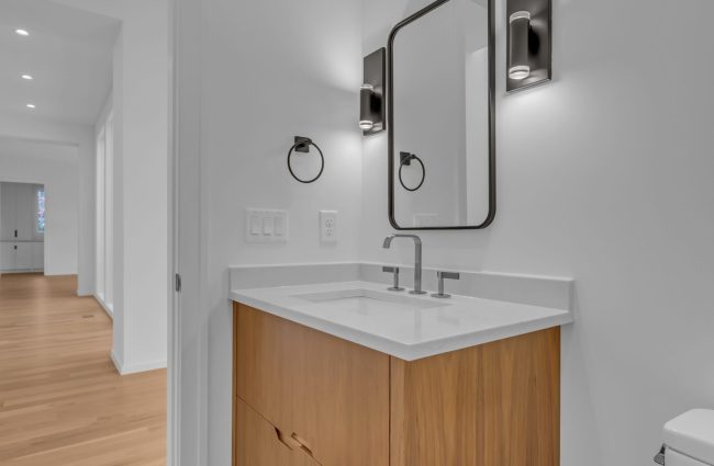 4045 Outer Drive Nashville, TN | Interiors by Christina Morris Design, Home Built by McKenzie Construction, Lighting and Plumbing from Ferguson Home, Countertops from MC Granite, Cabinets by Thomas Lain Cabinetry 4045 Outer Drive Powder Bath by Christina Morris Design